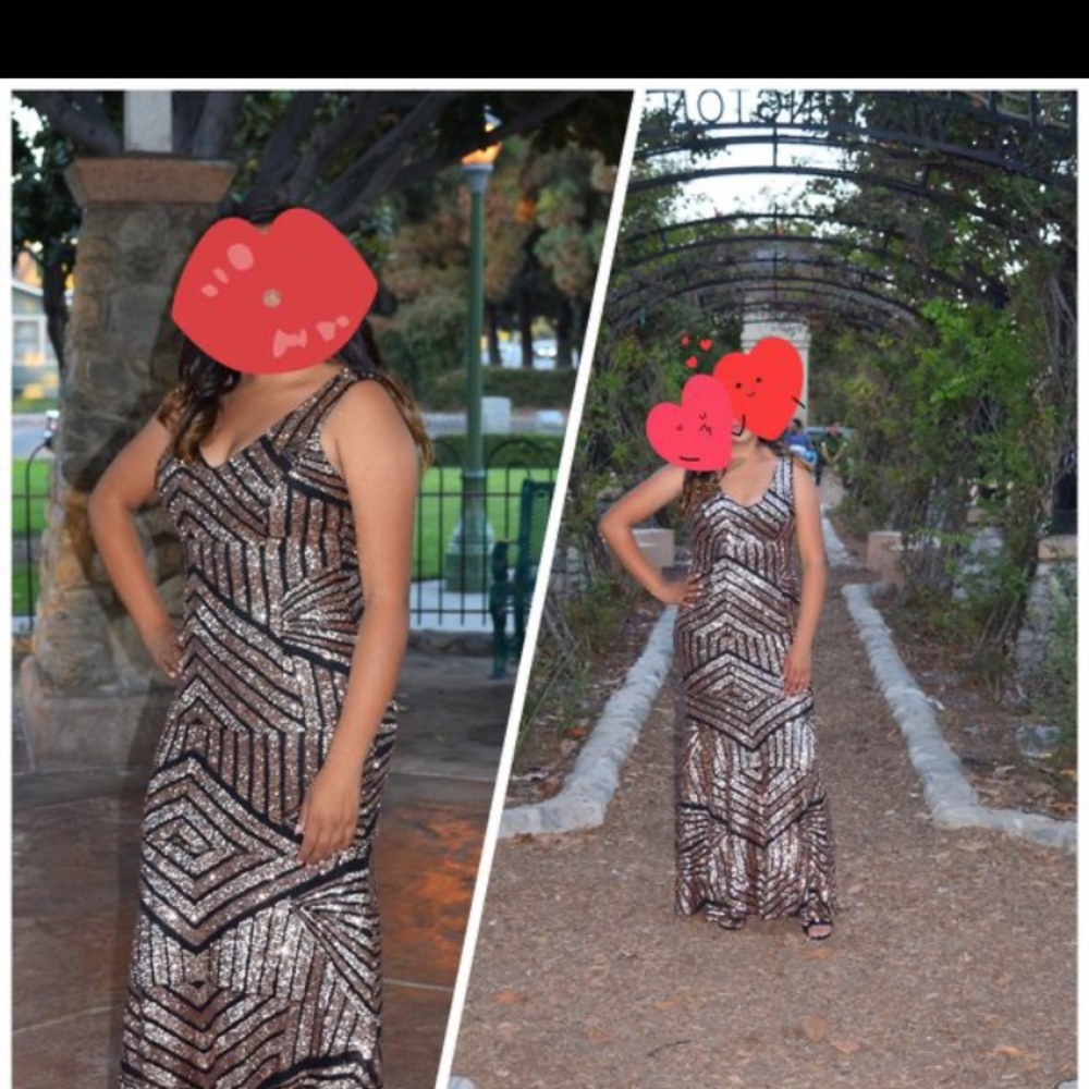 Black and rose gold formal dress